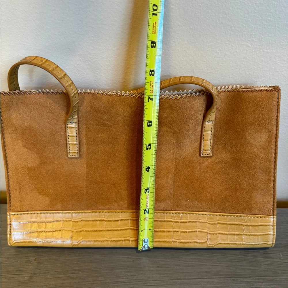 Tan Suede‎ & Leather 3-Compartment Handbag